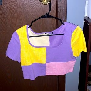 ✨SHEIN square neck contrast panel tee✨